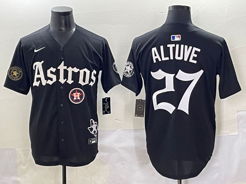 Men 2025 Houston Astros #27 Altuve Black Five generations Joint Name Nike MLB Jersey style 21->houston astros->MLB Jersey